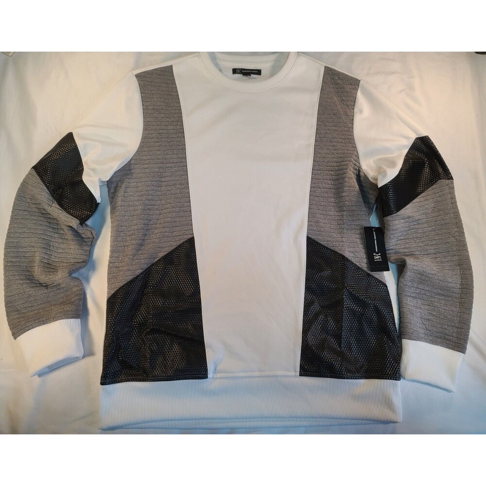 I.N.C International Concepts Medium White Gray Colorblock Sweatshirt Top